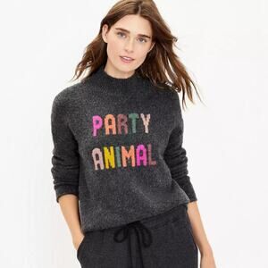 Lou and Grey Women's Gray Mock Neck Party Animal Sweater Size Small